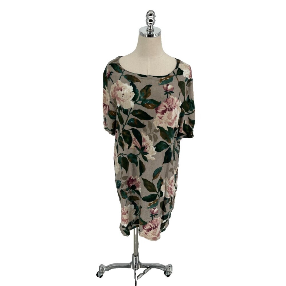PUO DOU DOU Dress Women's Size Large Vingt-Trois Linen Floral Cottagecore